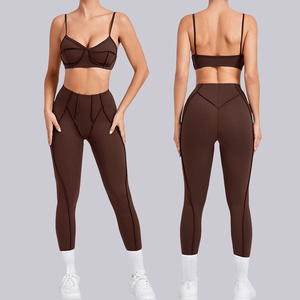 Ensemble de yoga de nouveau style vêtements de yoga en forme de corps ensemble de vêtements de yoga décontractés de sport moulants brossés - Product Image 5