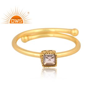 Último diseño hecho a mano 18K chapado en oro aguamarina natural piedra preciosa anillo apilable Demi joyería fina para mujer regalo para ella - Product Image 2