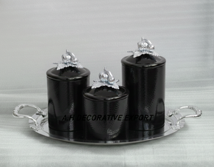 Recipiente de Acero Inoxidable Negro con Bandeja, Estilo Europeo, Hecho a Mano, Ecológico, Decorativo, para Almacenamiento de Alimentos en la Cocina, con Tapa con Hebilla - Product Image 5