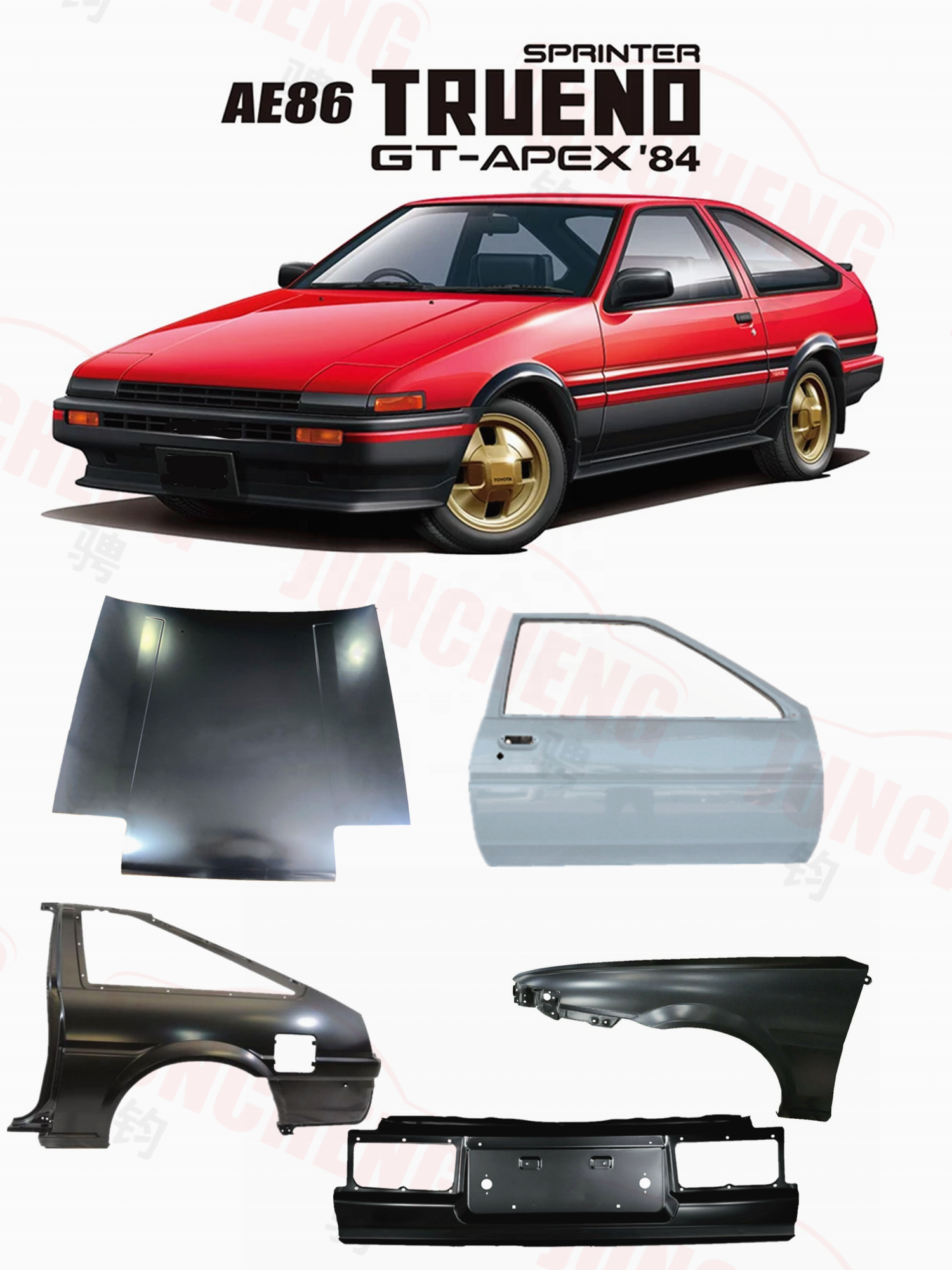 AE86 ボディシェル ホワイト/ブラック 1984-1987 to-yota c-orolla AE86 LEVIN Sprinter Trueno