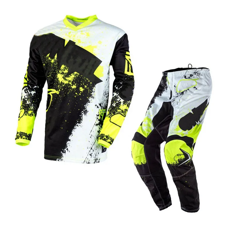 Da uomo Mx Team Motocross Jersey Motocross pantalone arancione blu Navy abito Moto da Moto da strada Set kit da gara