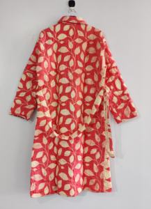 Magnifique veste longue pour femme en coton bohème matelassé à fleurs réversible, écologique, d'hiver, finition brute, respirante, boutonnée - Product Image 5