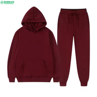 Unisex Eskitme Görünümlü Yama Detaylı Sokak Modası %100 Pamuk Ağır Kalın Erkek Eşofman Takımı Büyük Beden İki Parçalı Kışlık Set
