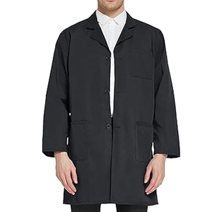 Uniformes hospitaliers personnalisés de couleur noire gommage manteau d'infirmière manteau médical à manches longues uniformes de médecin blouse de laboratoire pour hommes - Product Image 3
