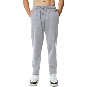 Pantalon en toile décontracté pour homme avec cordon de serrage à taille élastique Pantalon de survêtement fuselé respirant à taille moyenne - Product Image 1