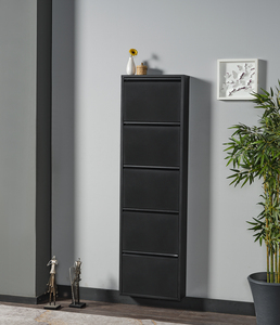 4 Layer Stainless Steel <b>Shoe</b> <b>Rack</b> Cabinet Textured PEI Door Storage Organizer for Home Entryway Office - Product Image 3