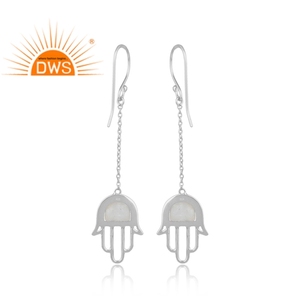 Meilleure vente boucle d'oreille en argent sterling fin naturel arc-en-ciel lune pierre précieuse fabricant de bijoux personnalisés - Product Image 4