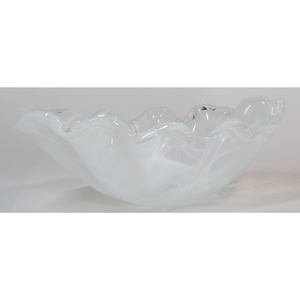 Jarrón de Vidrio Italiano de Alta Calidad en Forma de Barco para Decorar tu Hogar y Cualquier Habitación, con una Longitud de 42 cm en Color Blanco - Product Image 1