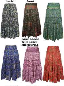 Nouvelle jupe traditionnelle en soie à volants Saree Nouveau tissu, style Boho Maxi avec taille élastique, parfait pour une tenue de fête ou décontractée - Product Image 2