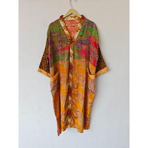 Kimono Largo de seda hecho a mano para mujer, bata térmica suave para boda, novia, dama de honor, ropa de dormir de verano personalizada para novia - Product Image 5