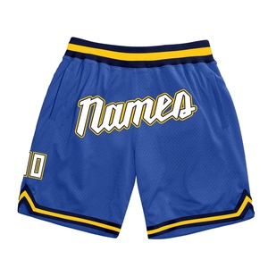 Pantalones Cortos de Baloncesto Industrie Direct Personalizados en Azul, Blanco y Dorado, Estilo Retro Auténtico - Product Image 1