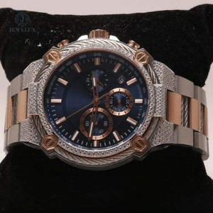 Lujo dos tonos 41mm oro rosa cronógrafo automático cuarzo Acero inoxidable cristal reloj Moissanite diamante resistente al agua - Product Image 5