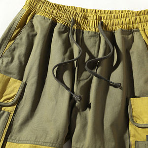 2024 hommes été décontracté coton Cargo Shorts haute rue mode brodé dentelle décoration multi-poches coupe ample solide - Product Image 2