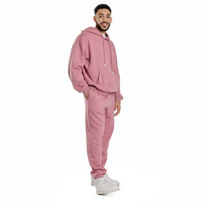 2025 Venta caliente hombres Rosa ácido lavado Regular Fit polar invierno Sudadera con capucha pantalones de chándal conjunto logotipo personalizado bajo MOQ chándales Unisex - Product Image 3