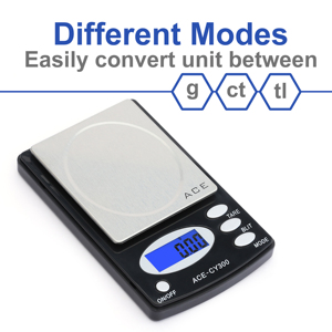 Báscula Digital de Bolsillo para Joyería ACE CY-300, Económica y Duradera, Portátil, 300g 0.01g, Mini Pantalla LCD Retroiluminada, Funciona con Batería - Product Image 3