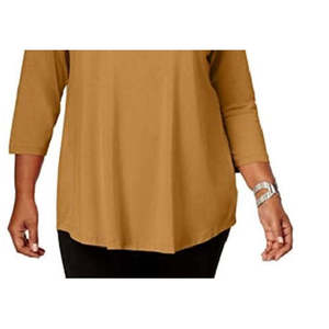 Haut à col rond pour femme grande taille JM Collection, taille XXX-Large, en tissu tricoté, couleur or - Product Image 3