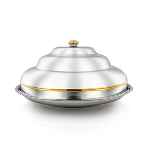 Bandeja de servicio de lujo al por mayor para vajilla suministros de hotel y restaurante bandeja de servicio con asas nueva forma redonda de tendencia superior - Product Image 4