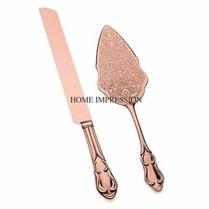 High Grade Gold Plated <b>Cake</b> <b>Server</b> and Knife Set With Modern Creative Art Unique Designer Handles High Standard Quality Tools - Product Image 5