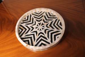 ถาดไม้ไผ่ทรงสี่เหลี่ยมขนาดใหญ่หรูหราทันสมัยถาดเสิร์ฟอาหารไม้แบบแม่ลูกมุกถาดเสิร์ฟอาหาร - Product Image 2