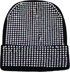 Bonnet d'hiver en tricot doux et chaud extensible avec strass Bonnet en tricot extensible d'hiver 2026 Taux de gros Meilleur matériau utilisé OEM - Product Image 1