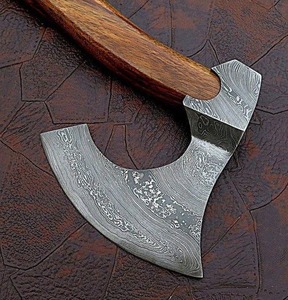 Hache en acier damas à double lame de qualité industrielle, longueur totale de 16,00 pouces, manche en bois, origine PK - Product Image 4