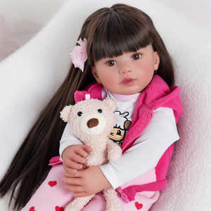 Babes ide 22 Zoll Realistic Soft Body Reborn Baby Girl Puppe Vinyl Lebensechte Kleinkind Reborn Puppen für Geschenk und Spielzeit - Product Image 1