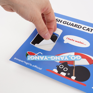 Autocollant réutilisable, écologique, imperméable, lavable et repositionnable TAPERO – Motif chat mignon sur une planche de surf – Idéal pour ordinateur portable, journal, valise, carnet de notes - Product Image 3