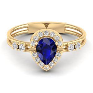 REYES Nouveauté Bague en argent sterling 925 avec saphir bleu taille poire de 0,75 carat et halo de diamants pour femmes Bijoux fins - Product Image 6