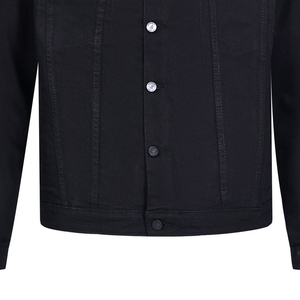 <b>Men's</b> Casual Black <b>Trucker</b> Denim <b>Jacket</b> Embroidered Collar Breathable Winter Design Customizable Zipper-Front Logo-Wholesale - Product Image 3