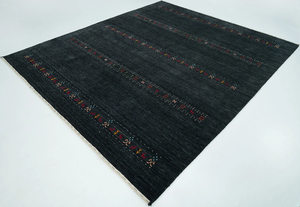 Alfombra Gabbeh de Lana Negra Hecha a Mano con Diseño Tribal para Sala de Estar, Dormitorio, Decoración Moderna y Minimalista para el Hogar - Product Image 3