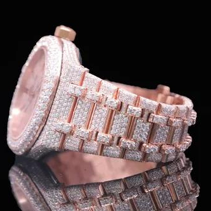 Montre pour hommes personnalisée de haute qualité Iced Out Lab Grown Diamond Clouté Hip Hop Or blanc et bijoux en acier inoxydable - Product Image 3