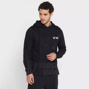 Pull-over à capuche en molleton de coton personnalisé pour hommes et ensemble de shorts d'été décontractés grande taille style hiver uni - Product Image 2