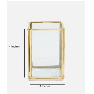 กล่องใส่เครื่องประดับทรงสี่เหลี่ยมผืนผ้าทำจากทองเหลืองและแก้ว กล่องเก็บของทำจากทองเหลืองและแก้ว กล่องโชว์ กล่องเก็บของตกแต่งบนโต๊ะ - Product Image 1