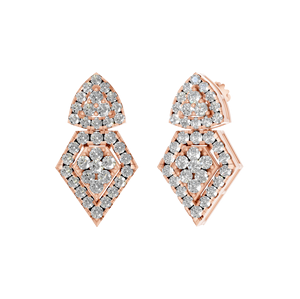 Boucles d'oreilles classiques en forme de cerf-volant, serties de diamants, or rose massif 14 carats, certifiées IGI, bijoux fins tendance, pour femmes, fêtes, OEM ODM - Product Image 1