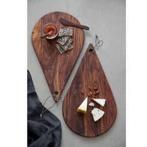 Handmade Natural Acacia Wood Cutting <b>Board</b> Set Solid Round Kitchen <b>Tool</b> with Handle for Home Vegetable Chopping - Product Image 1