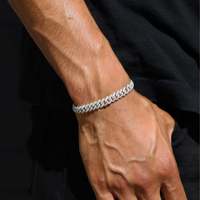 Pulsera Unisex Miami Hiphop con Eslabones Geométricos Cubanos de Plata Esterlina 925 y Oro Sólido de 10K con Moissanita de Corte Brillante Engastada en Garra para Uso Diario