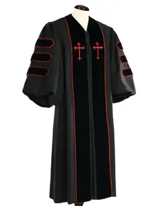 Batas de coro unisex personalizadas OEM, vestimentas de Iglesia casulla de poliéster de calidad con logotipo bordado, túnicas católicas