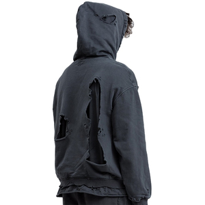 Sweat à capuche homme streetwear avec broderies effet vieilli, logo personnalisé, 100% coton, coupe classique, manches en polaire, imperméable - Product Image 5