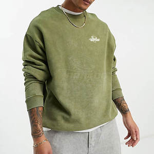 Haute qualité lavage à l'acide hommes col rond sweat solide impression motif hiver tissu plaine teint Technique sur mesure OEM sweats à capuche - Product Image 1