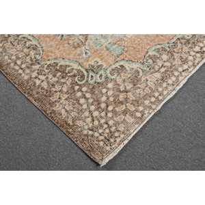 5.7x9.6 ft Turkish Large Rug, <b>Brown</b> Green Vintage Moroccan <b>Wool</b> Rug - Product Image 5