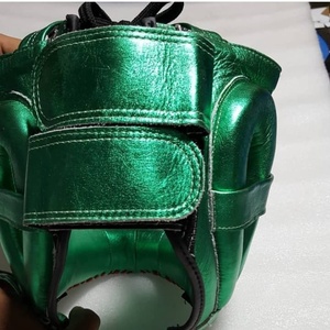 Professional Unisex Shiny Metallic Green Boxing PU <b>Head</b> Guard with Custom Brand Logo Comfortable Nose Guard Bar for All Seasons - Product Image 4