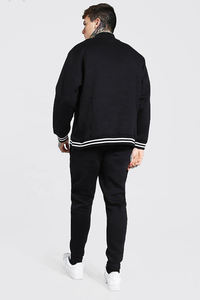 ชุดวอร์มผู้ชายแบบสั่งทำขายส่ง แฟชั่นใหม่ ชุดวอร์มสีดำแบบซิปครึ่งตัว ผ้าริบ ทรงเข้ารูป ชุดออกกำลังกายผู้ชายแบบเรียบง่าย ทรงสลิมฟิต ชุดจ็อกเกอร์ผู้ชาย - Product Image 4