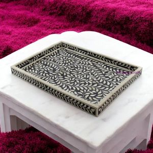Plateau de service moderne personnalisable avec incrustations de os, motifs scéniques et à carreaux, occasion du Nouvel An - Product Image 5
