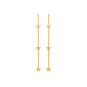 Jeulia Dreamy Star Sterling Silver <b>Threader</b> Drop <b>Earrings</b> with Pearl and Diamond in 18K Gold Plating - Product Image 2