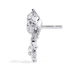 Boucles d'oreilles minimalistes en or massif 24 carats, forme de nœud, diamant naturel taille brillant, fabrication artisanale, certifiées IGI, design élégant pour - Product Image 4