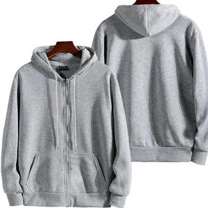 Sweat à capuche mi-zippé pour homme, logo personnalisé, haute qualité, hiver, polyester/coton, polaire respirant, uni, teint, 300g - Product Image 1