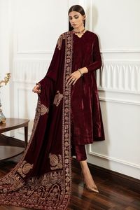 NEW KURTA & PANT WITH HEAVY DUPATTA ON VELVET <b>FABRIC</b> EMBELLISH BEAUTIFUL RESHAM, CRYSTAL GLASS BEADS,DABKA WORK for Party-WEAR - Product Image 2