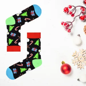 Unisex 5-Piece Christmas Themed Colorful <b>Sock</b> Set Breathable Daily Use <b>Socks</b> in a Merry Christmas <b>Box</b> Daily Wear or Gift - Product Image 1