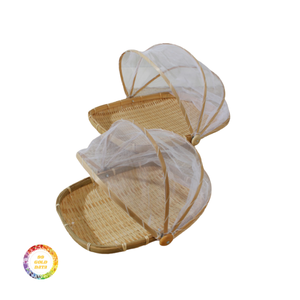 Panier de vannage en bambou tissé à la main avec couvercle en maille-Plateau léger et durable pour une utilisation agricole - Product Image 1