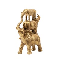Figurine animale en métal doré avec éléphant rhinocéros et zèbre pour table basse moderne et présentoir contemporain
